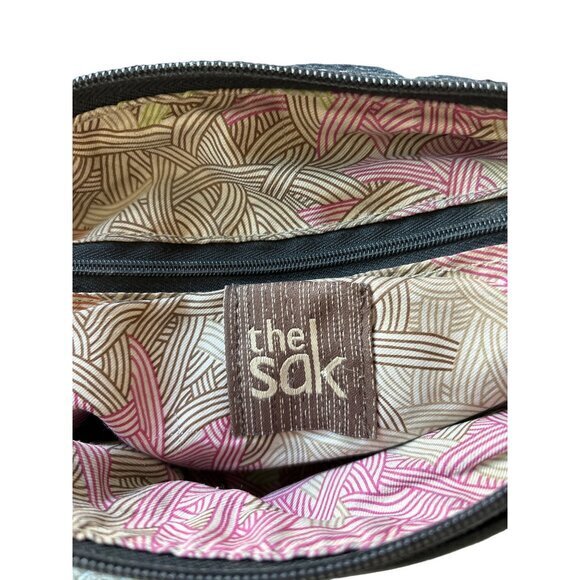 THE SAK Pebbled Genuine Leather‎ Black Crossbody Bag Zip Medium Sized - Picture 10 of 13